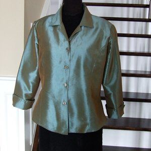 Green Gray Taffeta Blouse T-Shirt Top Formal and Casual